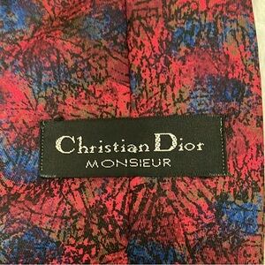 Christian Dior Monsieur vintage silk tie, pink and blue print